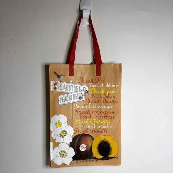 LOT 4x Trader Joe’s Georgia Peach State GA Stone Fruit Flower Tote Bag Reusable! - Picture 6 of 13